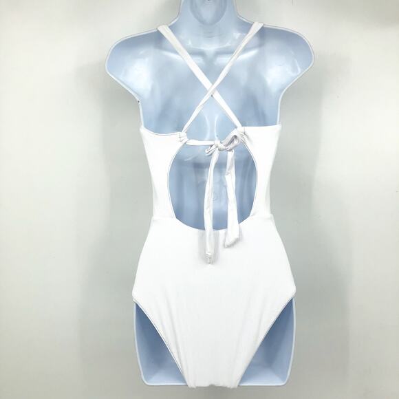BECCA Rebecca Virtue Women's Modern Edge One Piece Swimsuit Medium White NWT - Picture 5 of 10